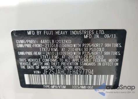 2014 Subaru Forester 2.5I Limited z USA, uszkodzony, nr VIN JF2SJAHC7EH497794